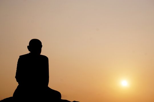 Thai monk statue in meditation