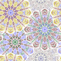 Colored pattern with decorative circular ornaments