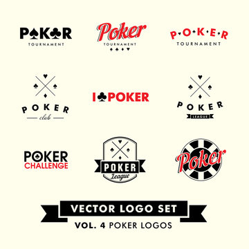 Retro Vintage Hipster Poker Vector Logo Set