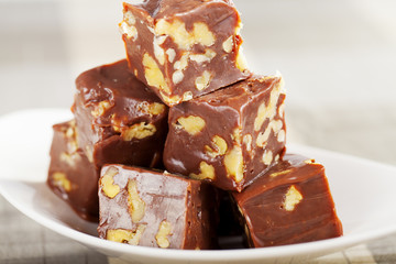 Homemade chocolate with walnuts
