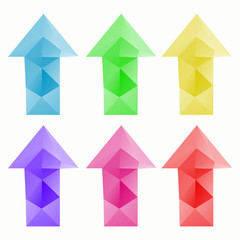 Polygonal design arrows set with triangular polygons