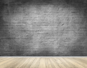 emty room with grey brick wall