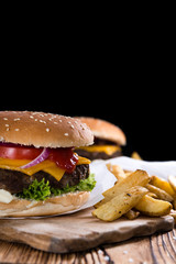 Beef Burger with Cheese and Chips
