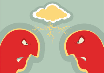 Angry couple of men.Vector poster background