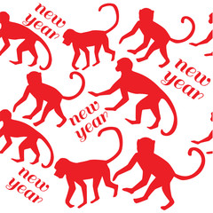 Happy new year 2016 with the monkey. Seamless pattern