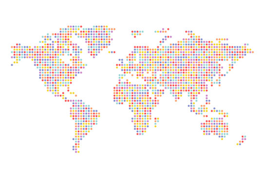Colorful Pixel World Map