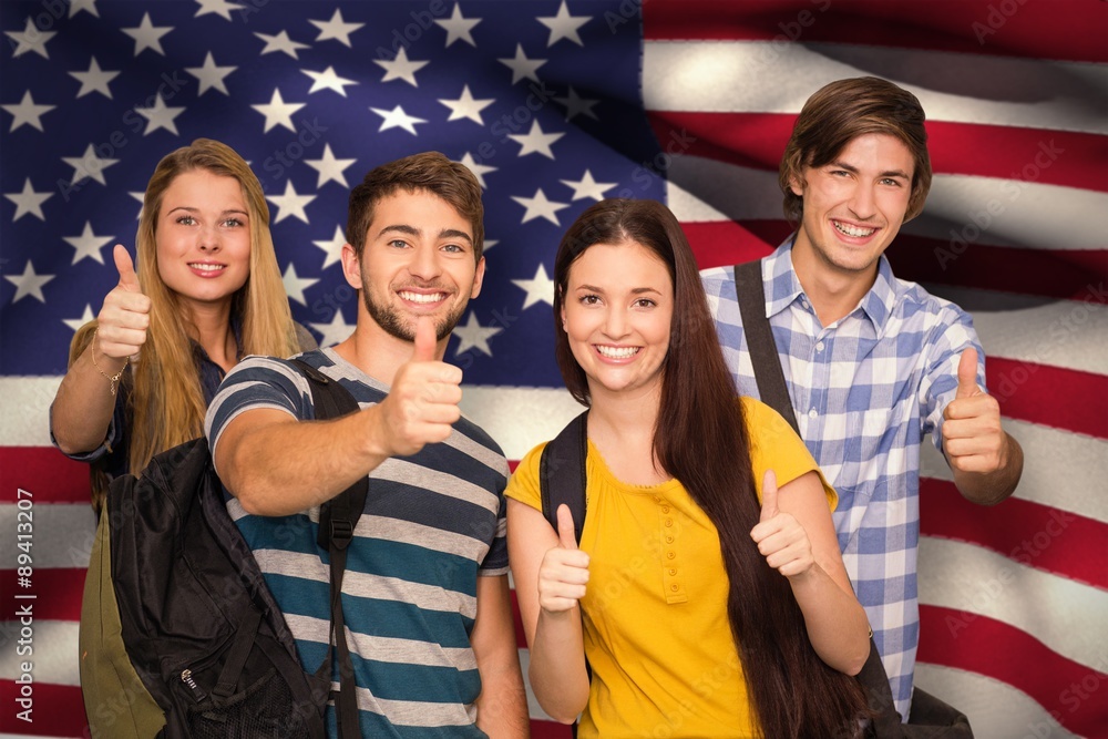 Canvas Prints Composite image of happy students 