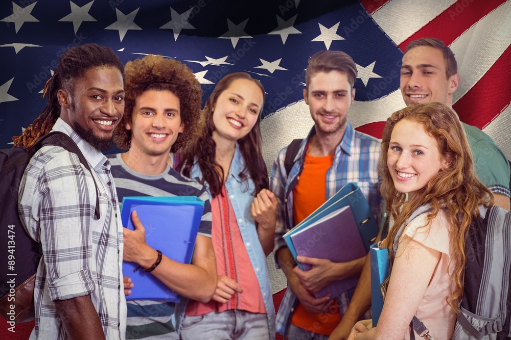 Poster composite image of smiling group of students holding folders