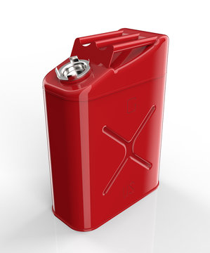Red Fuel Container Isolated On White With Clipping Path