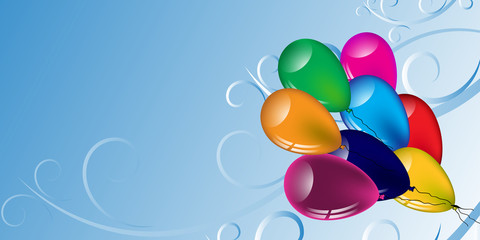 Multicolored balloons and patterns on a light background.Vector