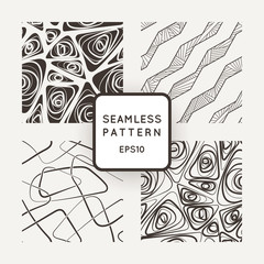 Set of four vector abstract seamless patterns