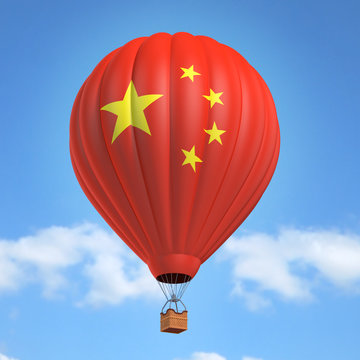 Hot air balloon with Chinese flag