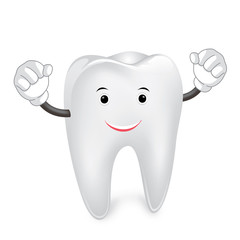 strong tooth, cartoon character, vector illustration