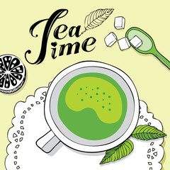 Time for tea,tea Still Life, vector background