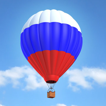 Hot air balloon with Russian flag