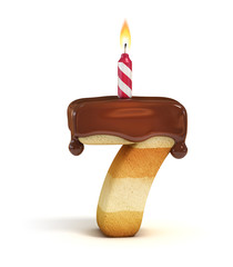 Birthday cake font number 7