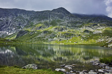 Clouds in Rila Mountain and The Twin lake, The Seven Rila Lakes, Bulgaria