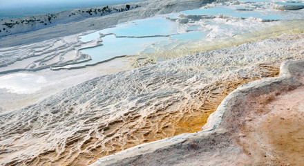 Pamukkale, Turkey, travertine pools with mineral hot water