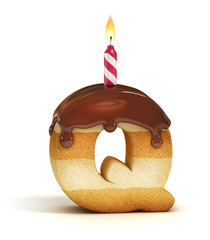 Birthday cake font letter Q