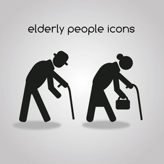 two elderly people icons