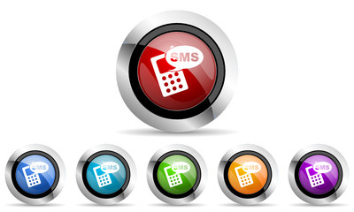 sms vector icons set modern design with shadow on white background