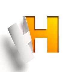 Curl paper font letter H