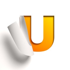 Curl paper font letter U