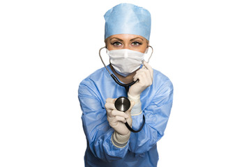 Fototapeta na wymiar Stethoscope in the hands of the doctor