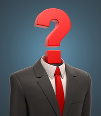 business suit with question mark - obrazy, fototapety, plakaty