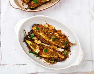 the baked eggplants with parmesan in Italian