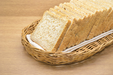 Whole wheat bread in a rattan basket