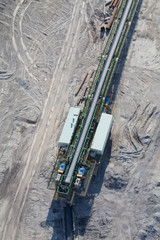 aerial view of coal mine conveyor belt