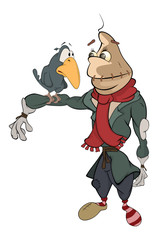 illustration of a funny scarecrow. Cartoon