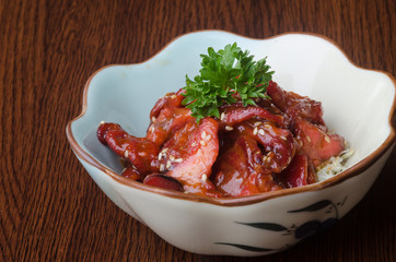 japanese cuisine. sushi octopus on the background