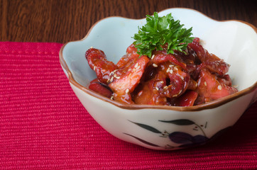 japanese cuisine. sushi octopus on the background