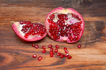 Pomegranates on wood
