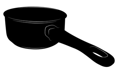 Saucepan with long handle - stylized vector illustration