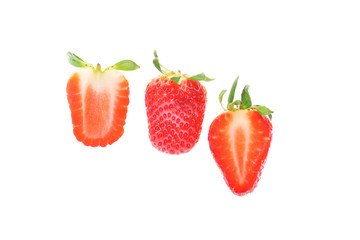 Fresh strawberries on a white background