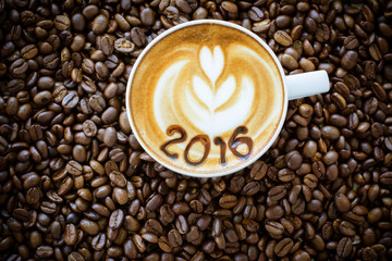 hot coffee with foam milk art 2016 pattern