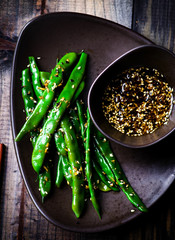 green beans in sesame Asian sauce