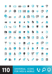 Vector set with simple icons. 110 Elements.