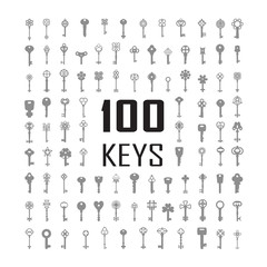 Vector Illustration of keys. Big icon set.