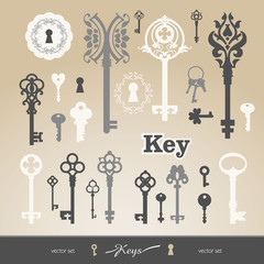 Fototapeta na wymiar Vector Illustration of vintage keyholes & keys.