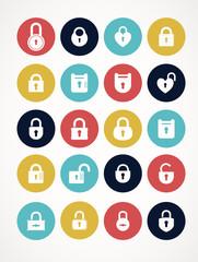 Big set icons lock icons. A simple silhouette of the lock for the door.