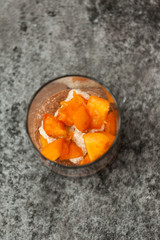 Chocolate dessert with peaches
