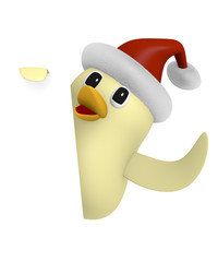 Funny Bird with hat of Santa