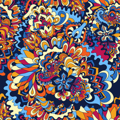 Seamless abstract hand-drawn floral background.