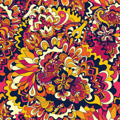 Seamless abstract hand-drawn floral background.