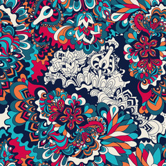 Seamless abstract hand-drawn floral background.