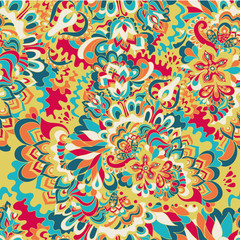 Seamless abstract hand-drawn floral background.